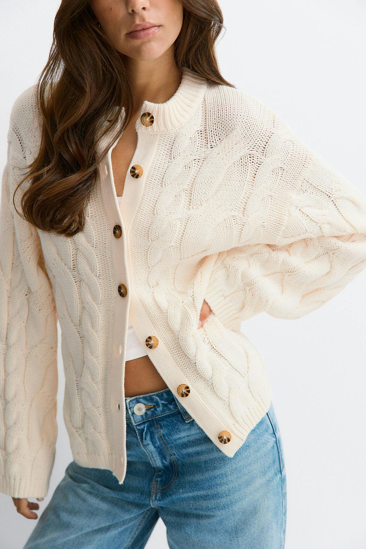 Chunky knitted cable cardigan