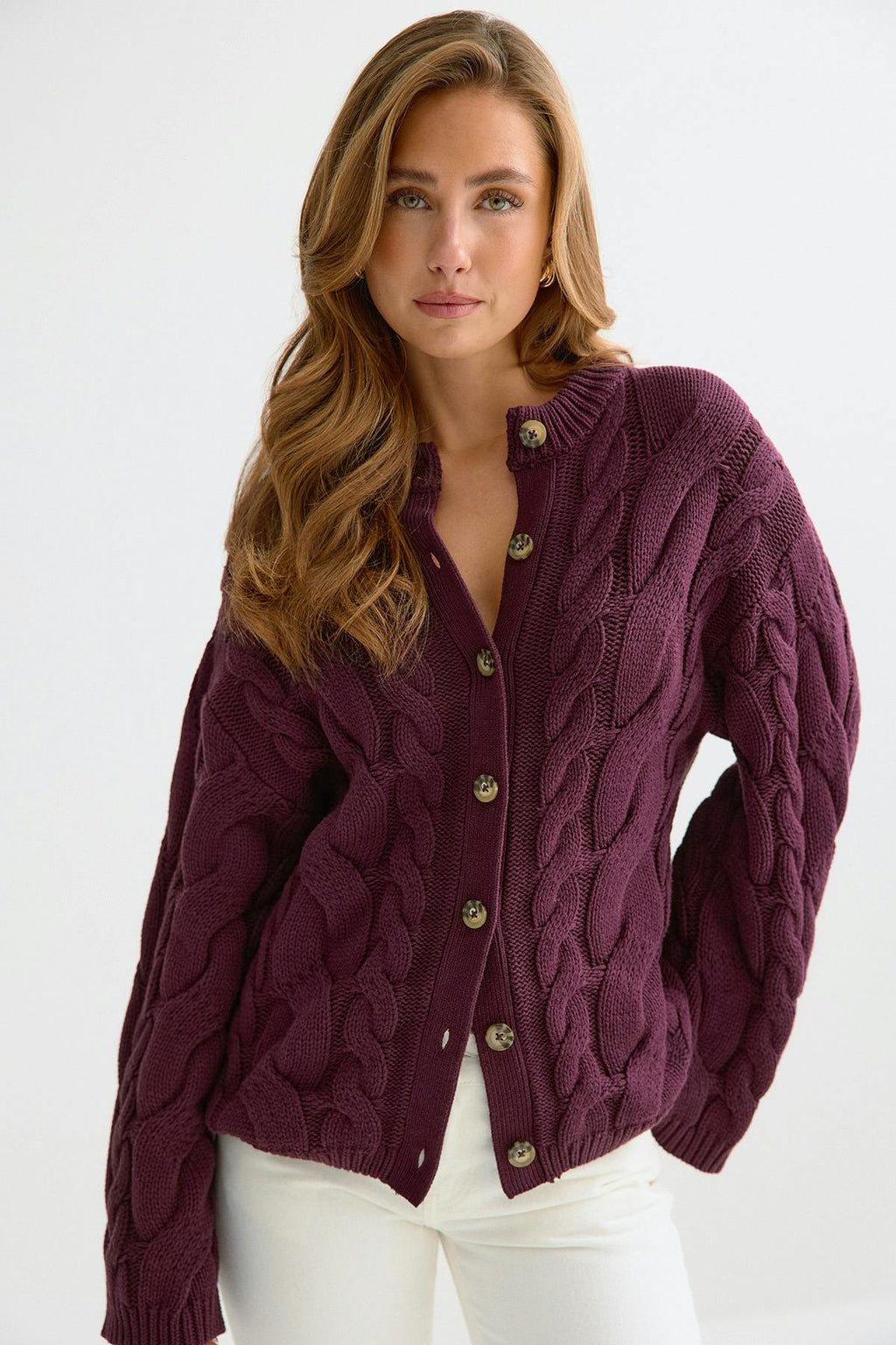 Chunky knitted cable cardigan