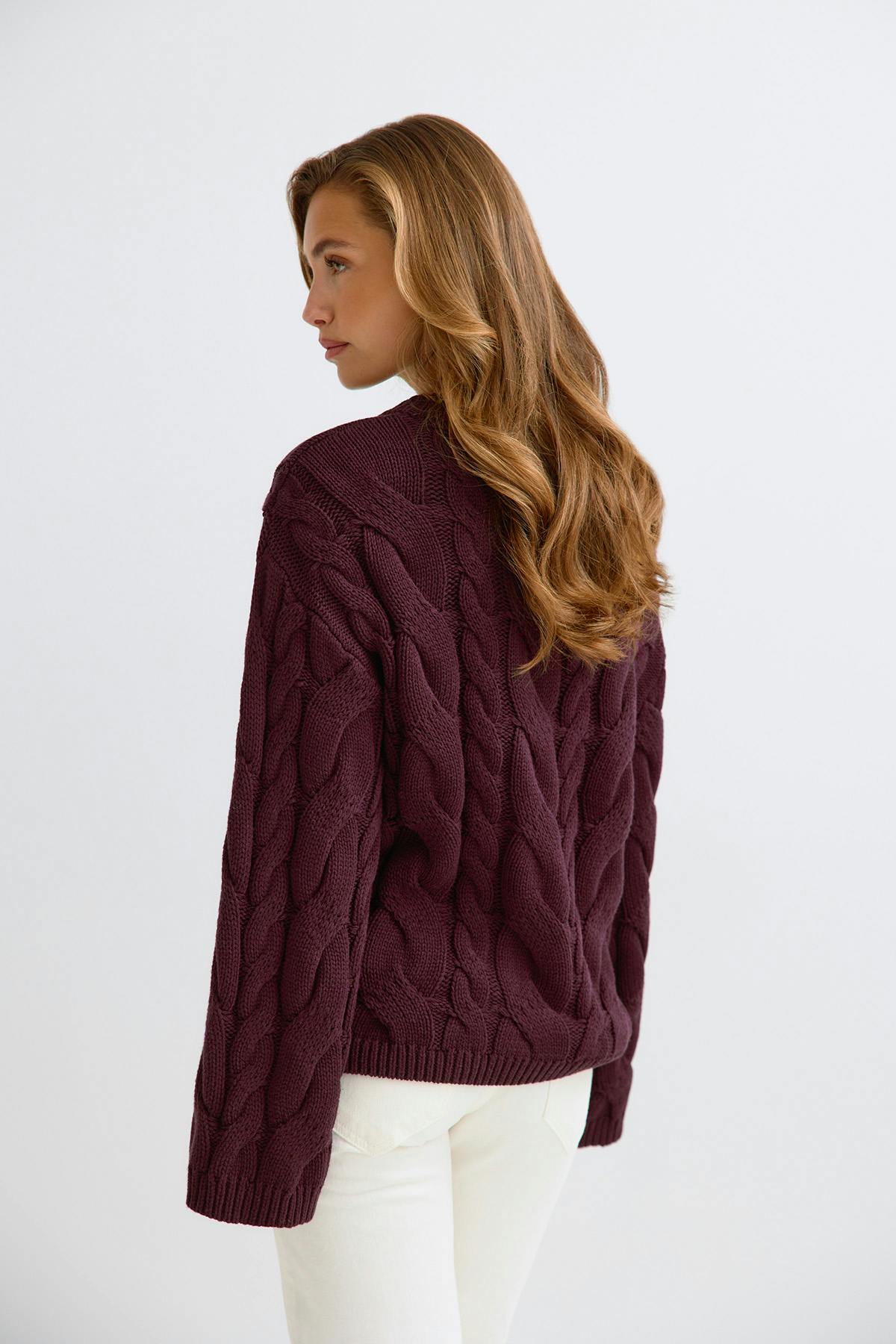 Chunky knitted cable cardigan
