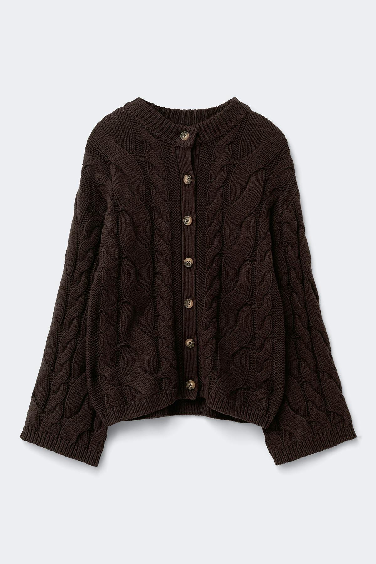 Chunky knitted cable cardigan