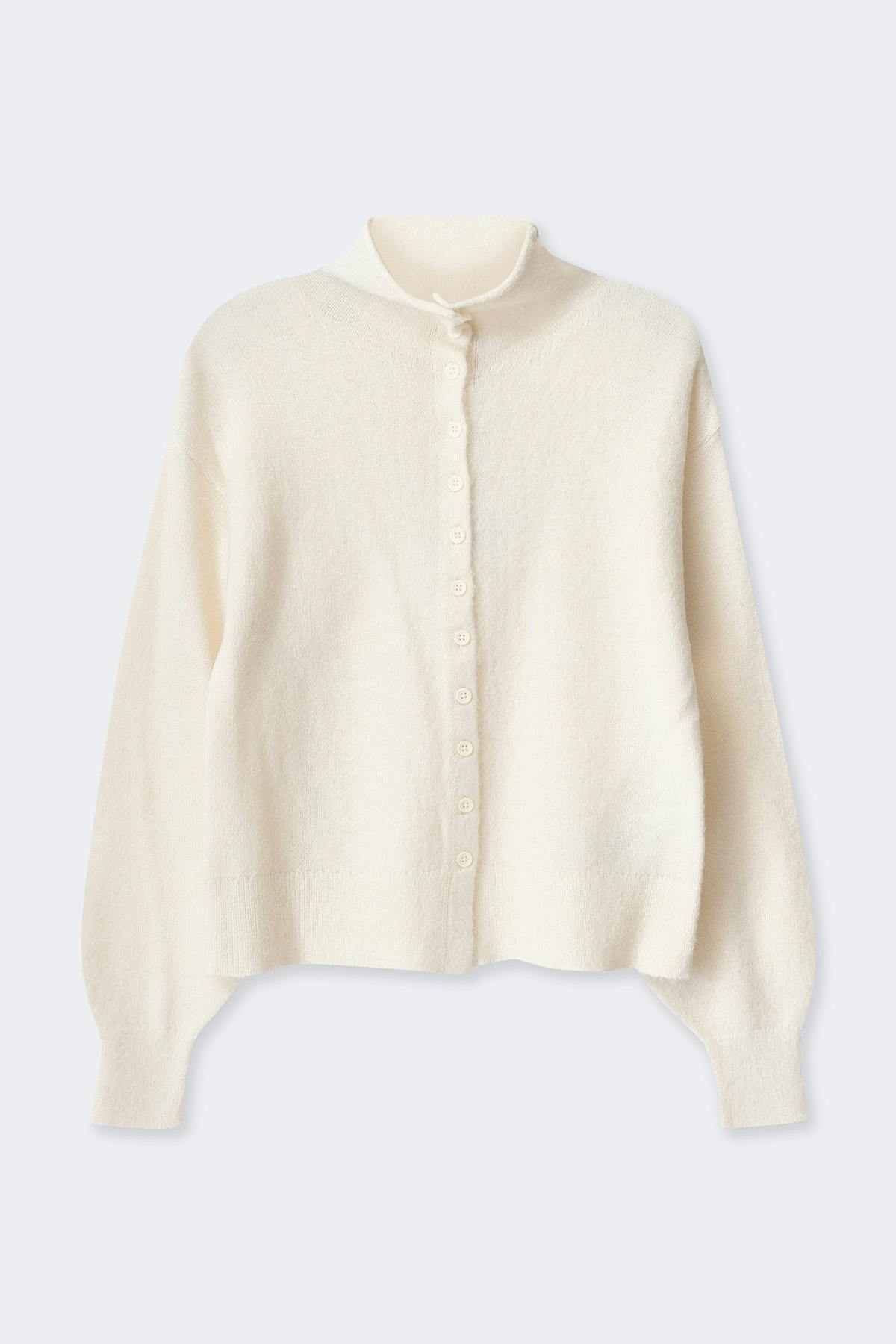 Alpaca funnel knitted cardigan