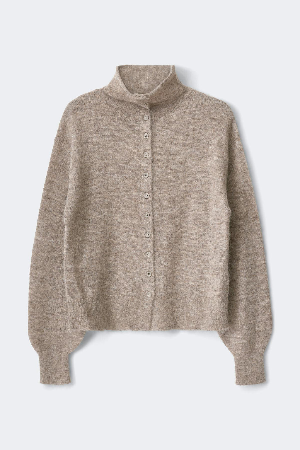 Alpaca funnel knitted cardigan