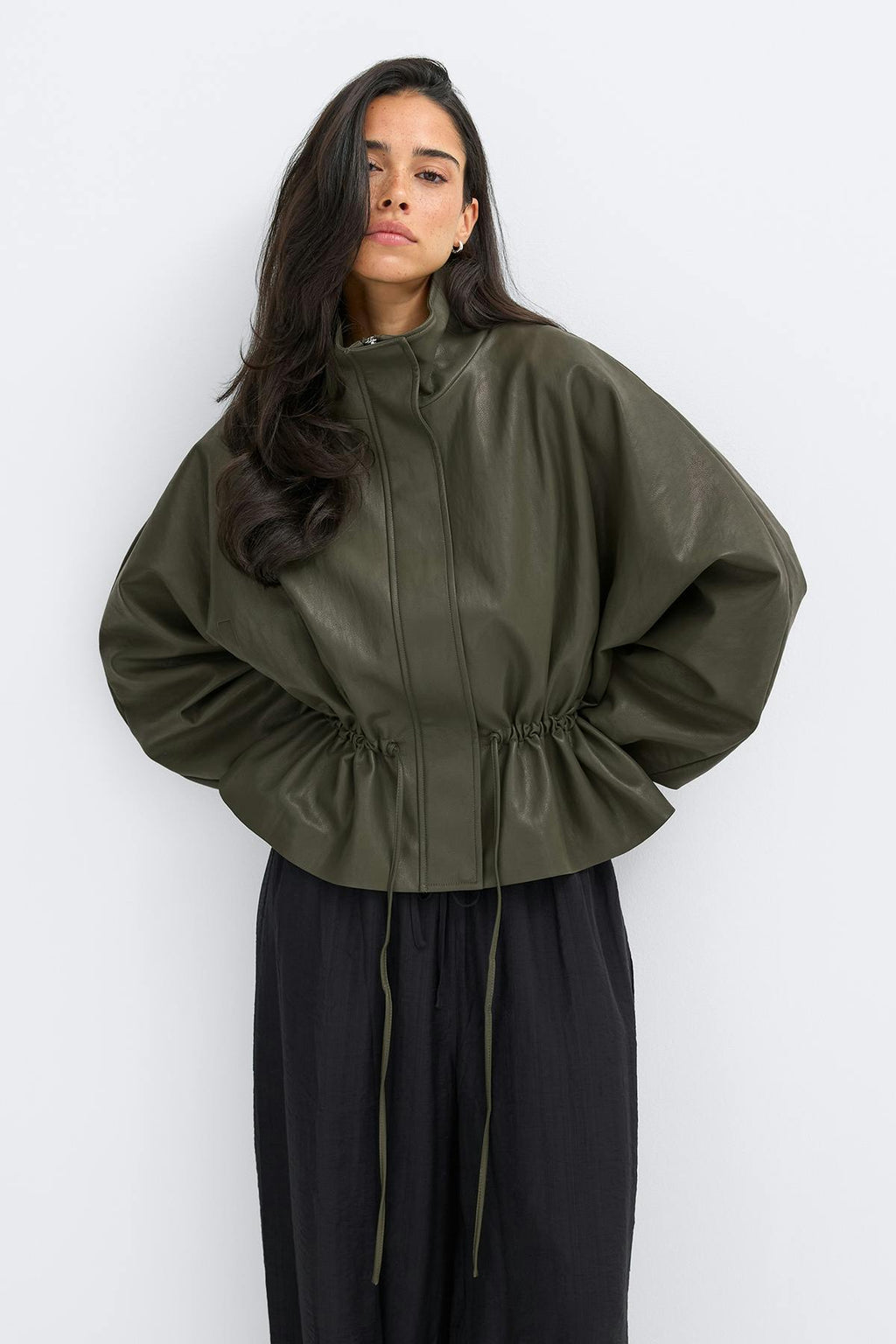 Frill pu jacket