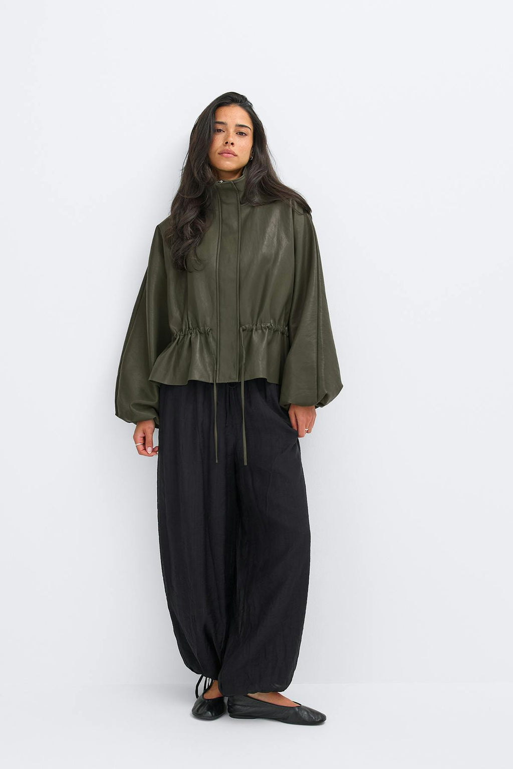 Frill pu jacket