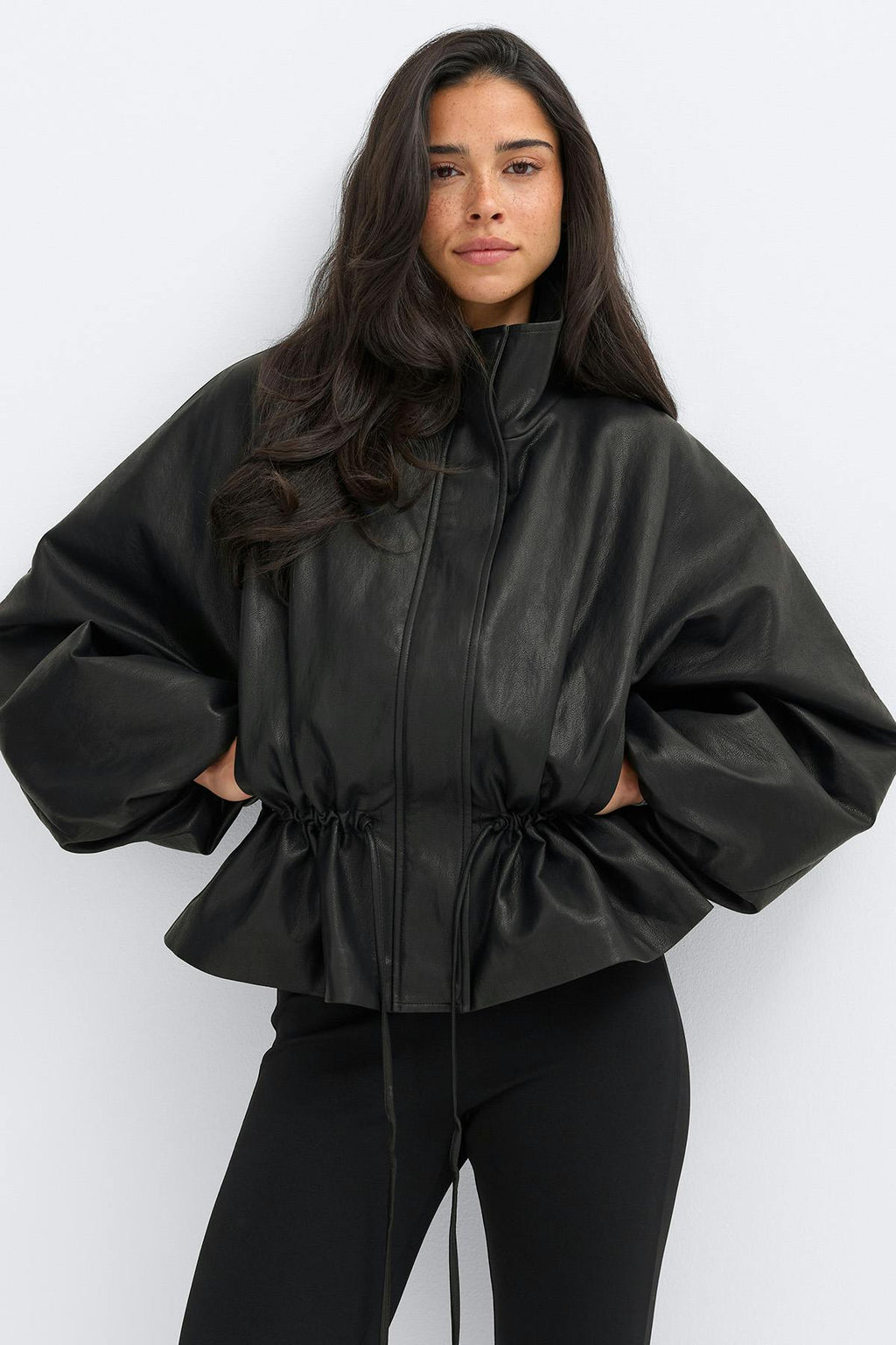 Frill pu jacket