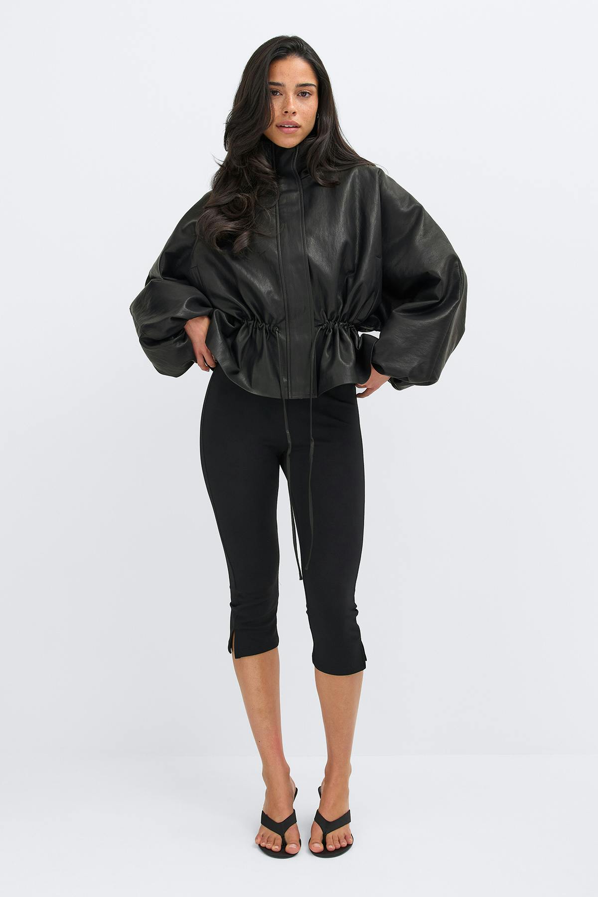 Frill pu jacket