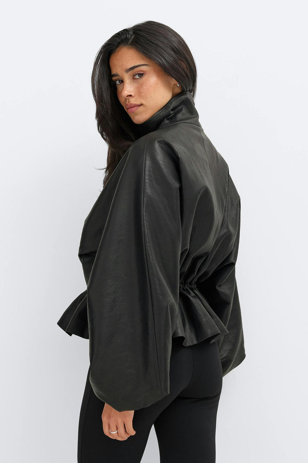 Frill pu jacket