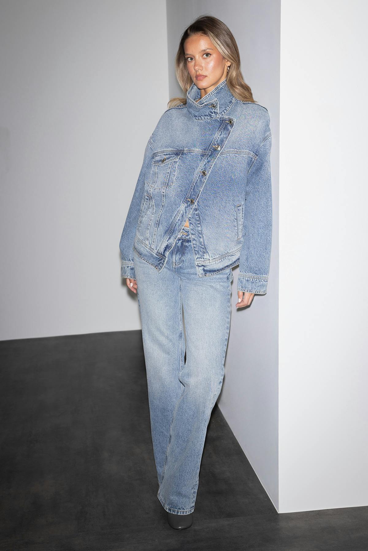 Asymmetric denim jacket