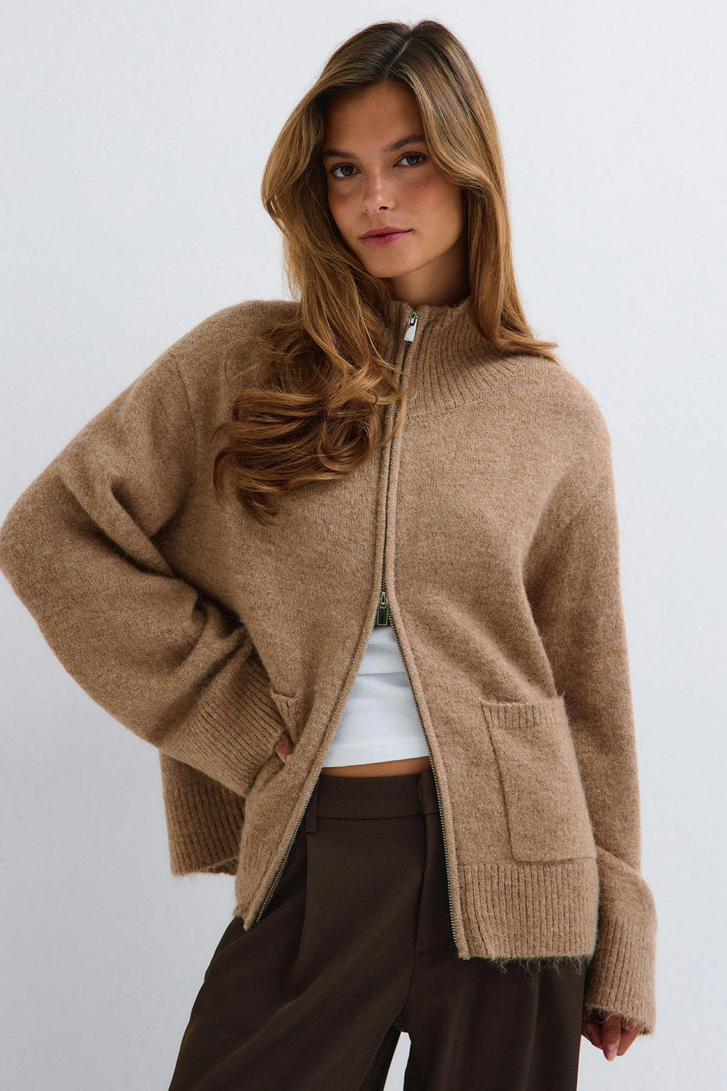 Double zip knitted cardigan