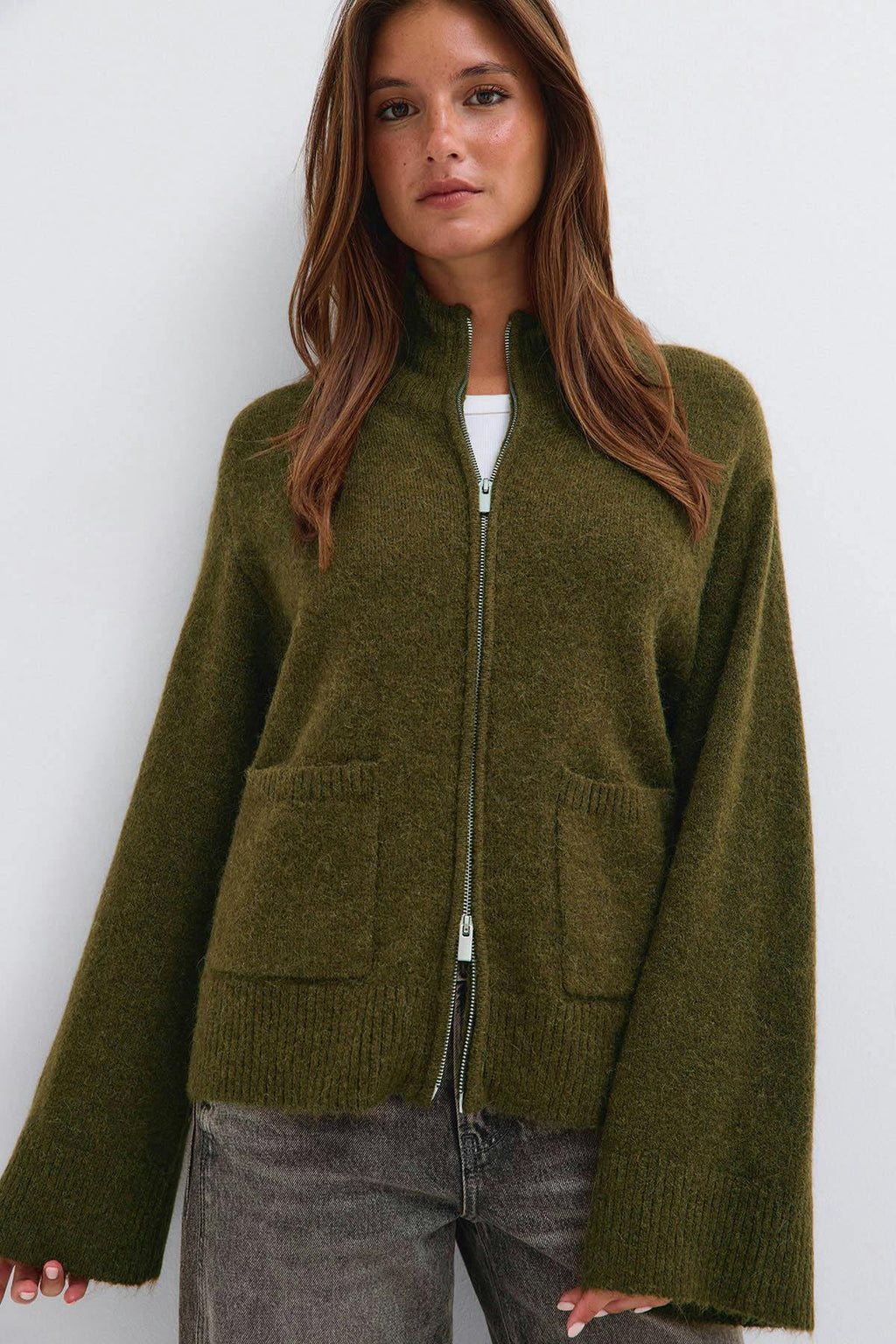 Double zip knitted cardigan