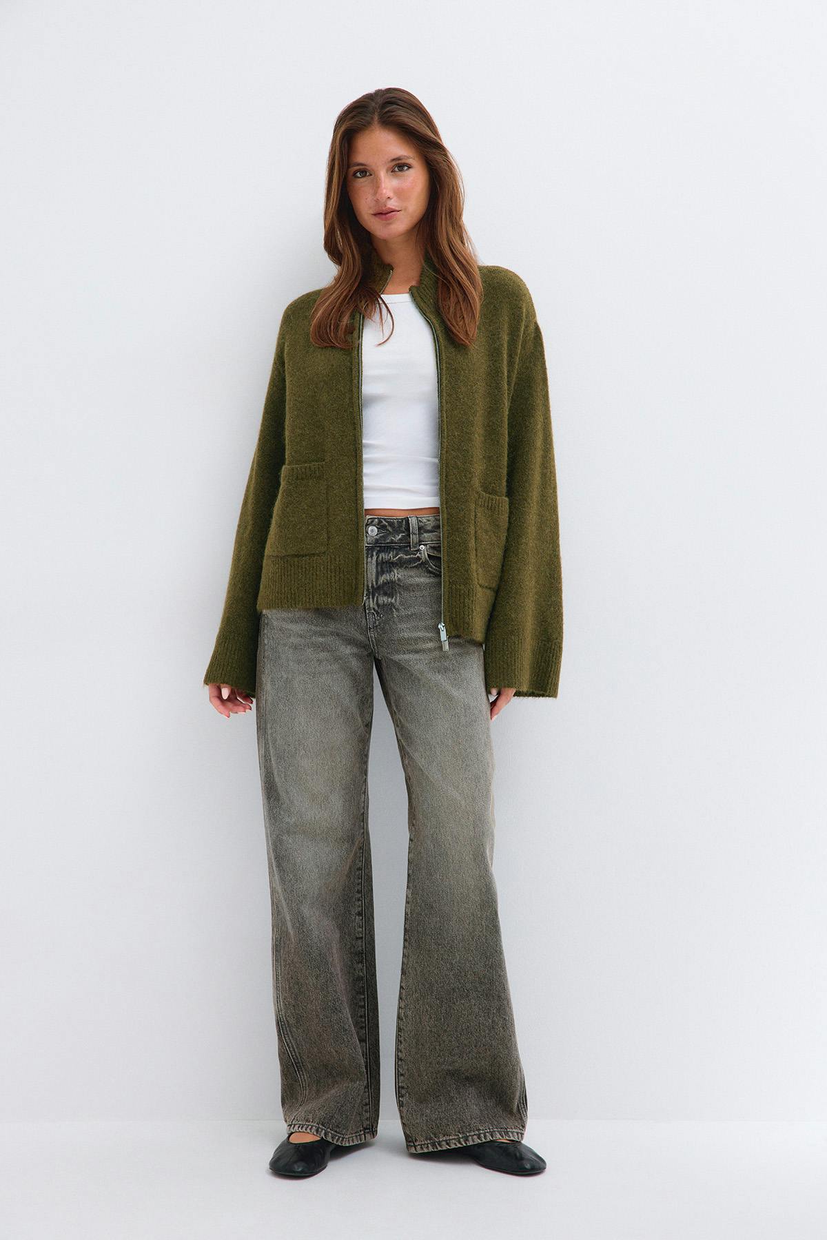 Double zip knitted cardigan