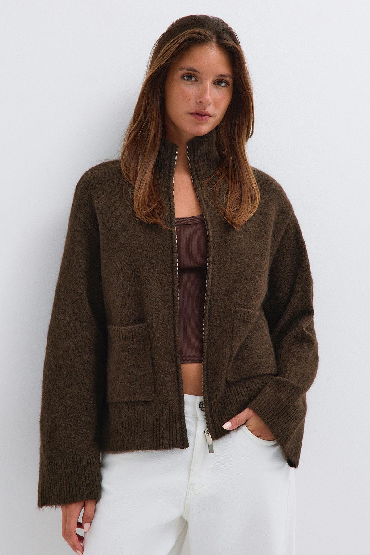 Double zip knitted cardigan