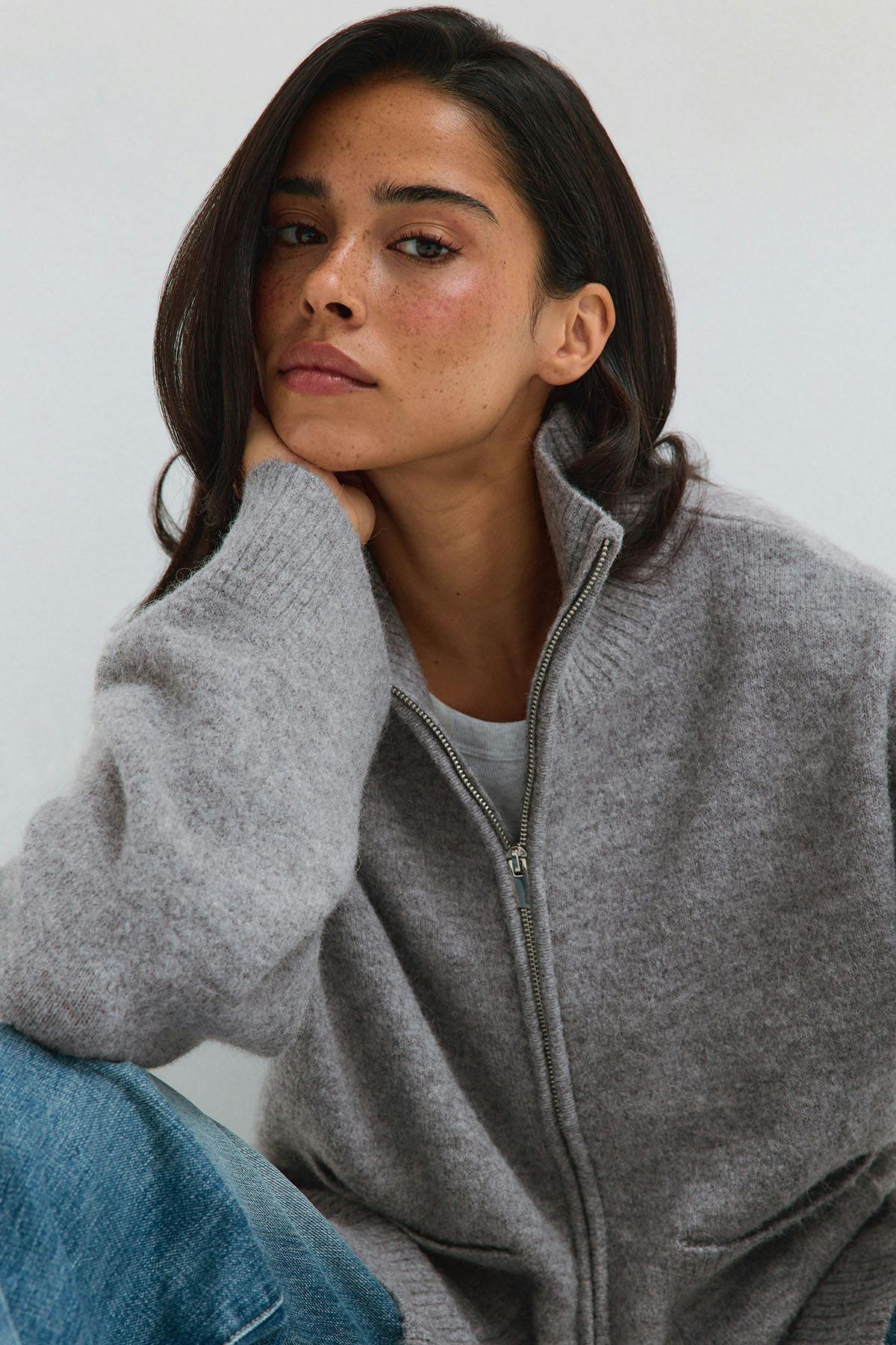Double zip knitted cardigan