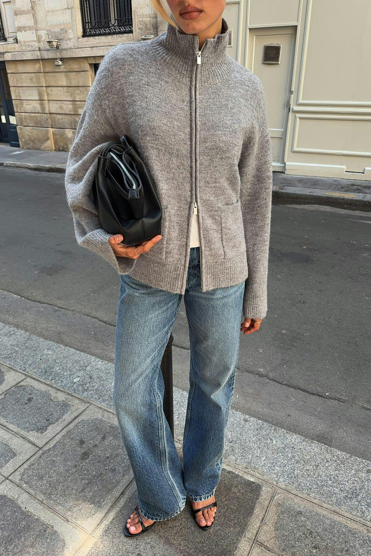 Double zip knitted cardigan