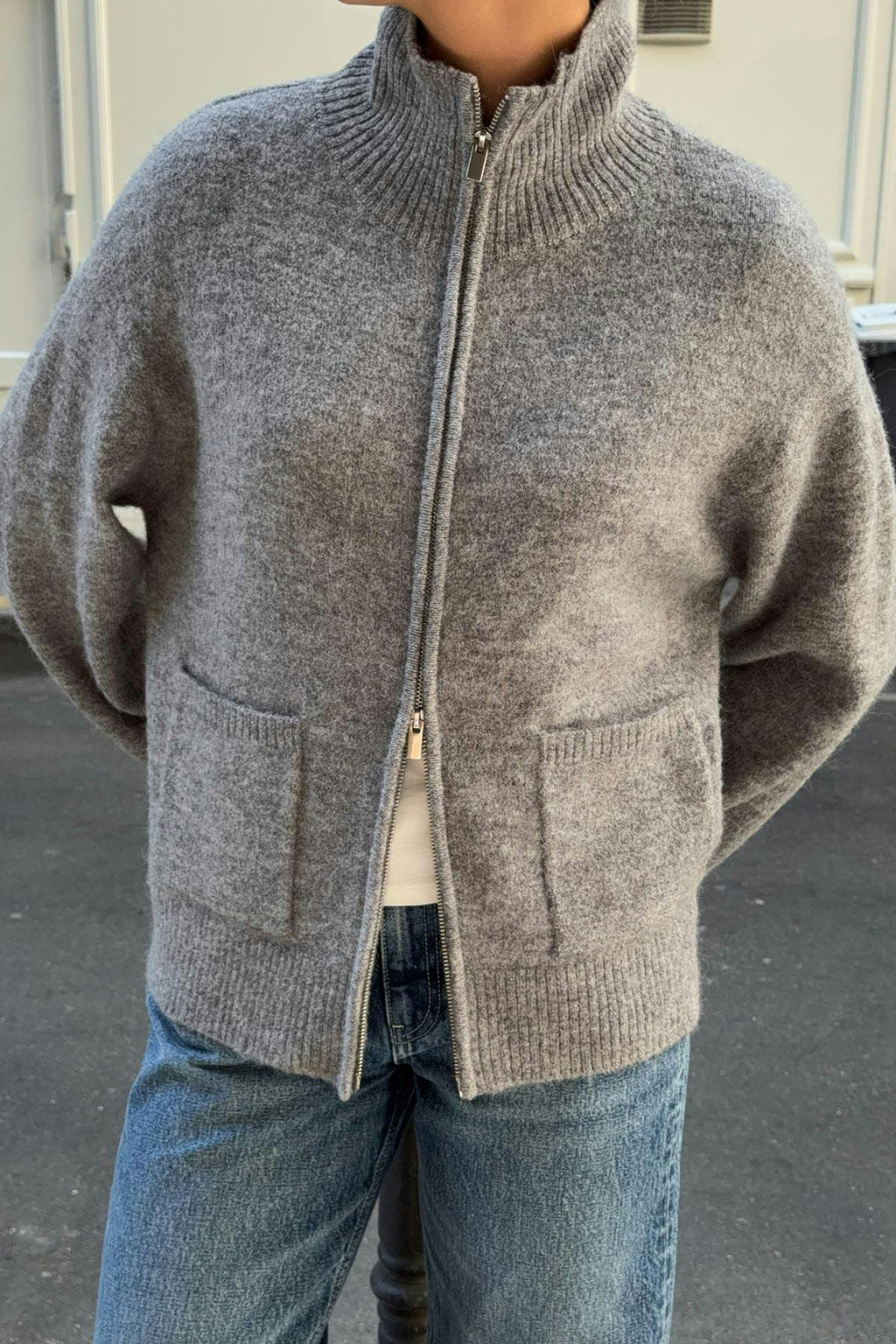 Double zip knitted cardigan