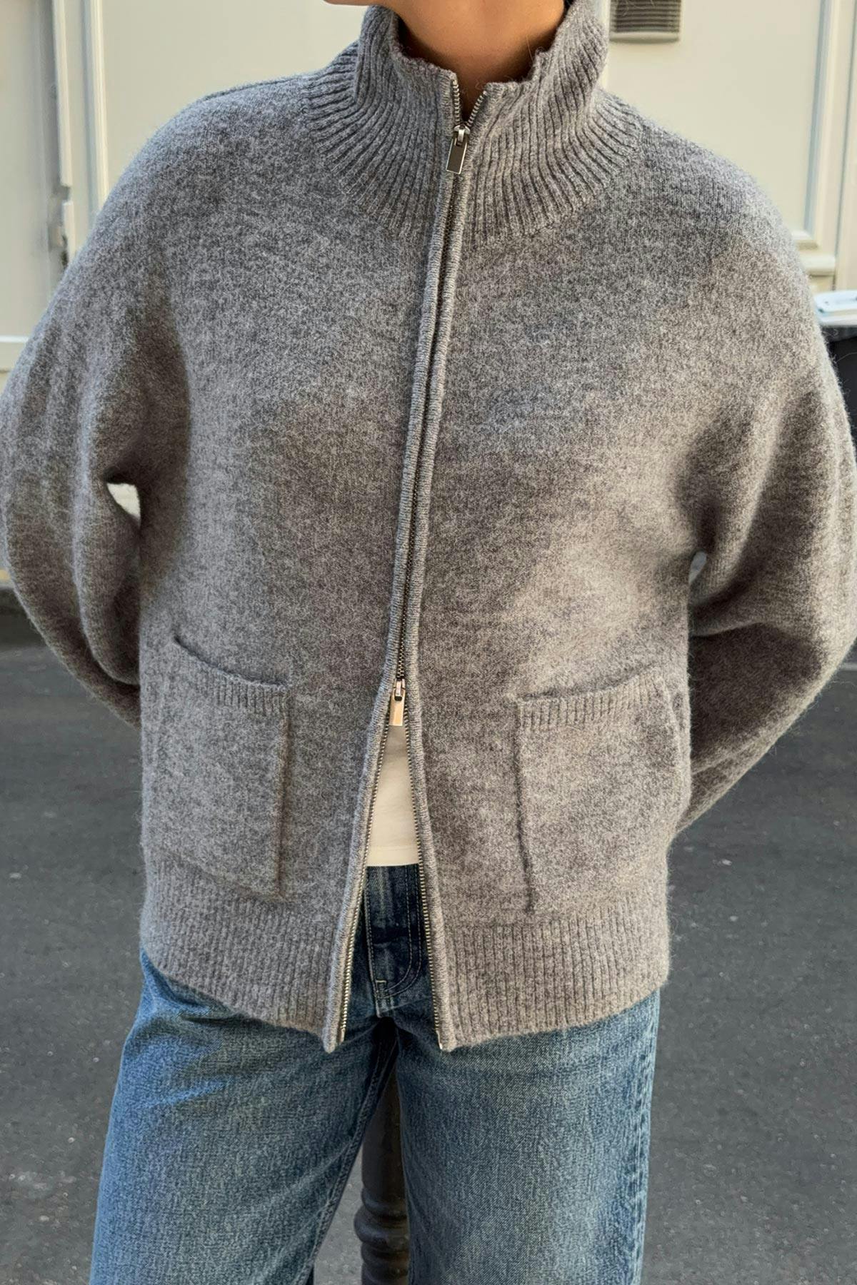 Double zip knitted cardigan