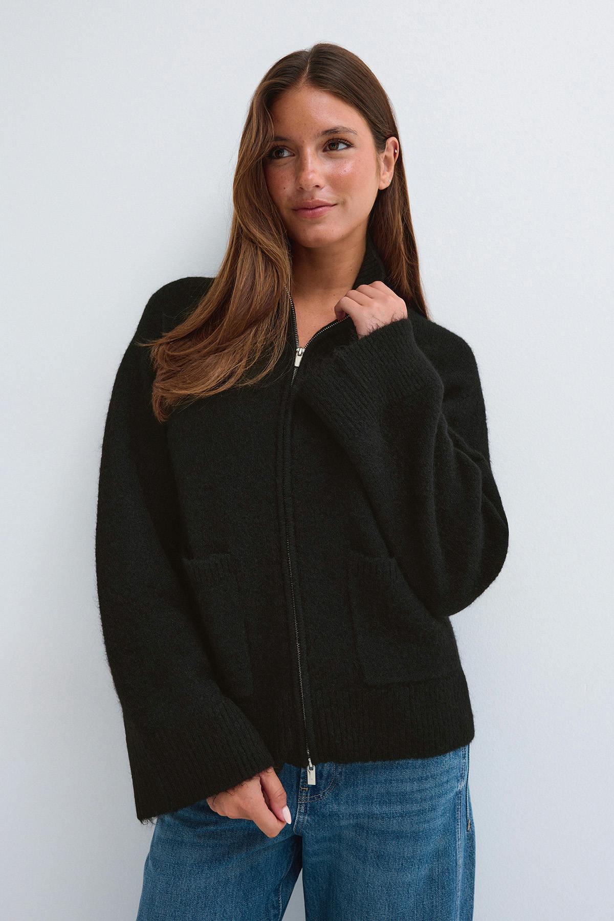 Double zip knitted cardigan