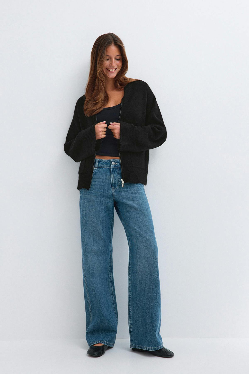 Double zip knitted cardigan