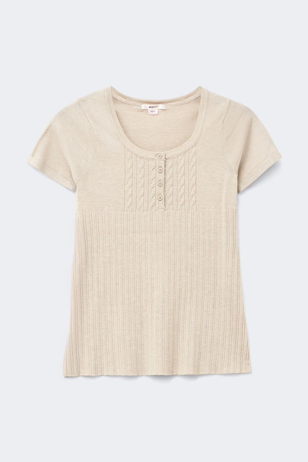 Y knitted short sleeve top