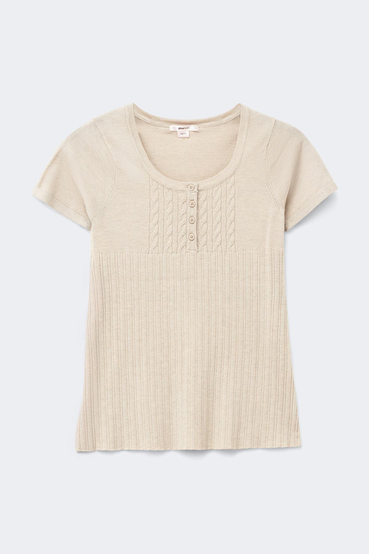 Y knitted short sleeve top