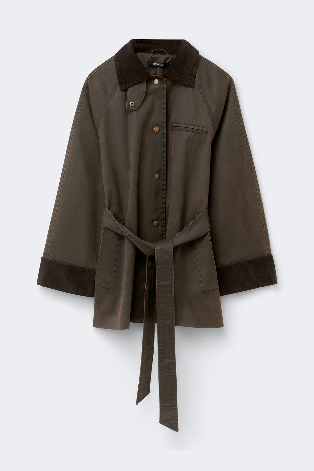 Waxed effect belted jacket