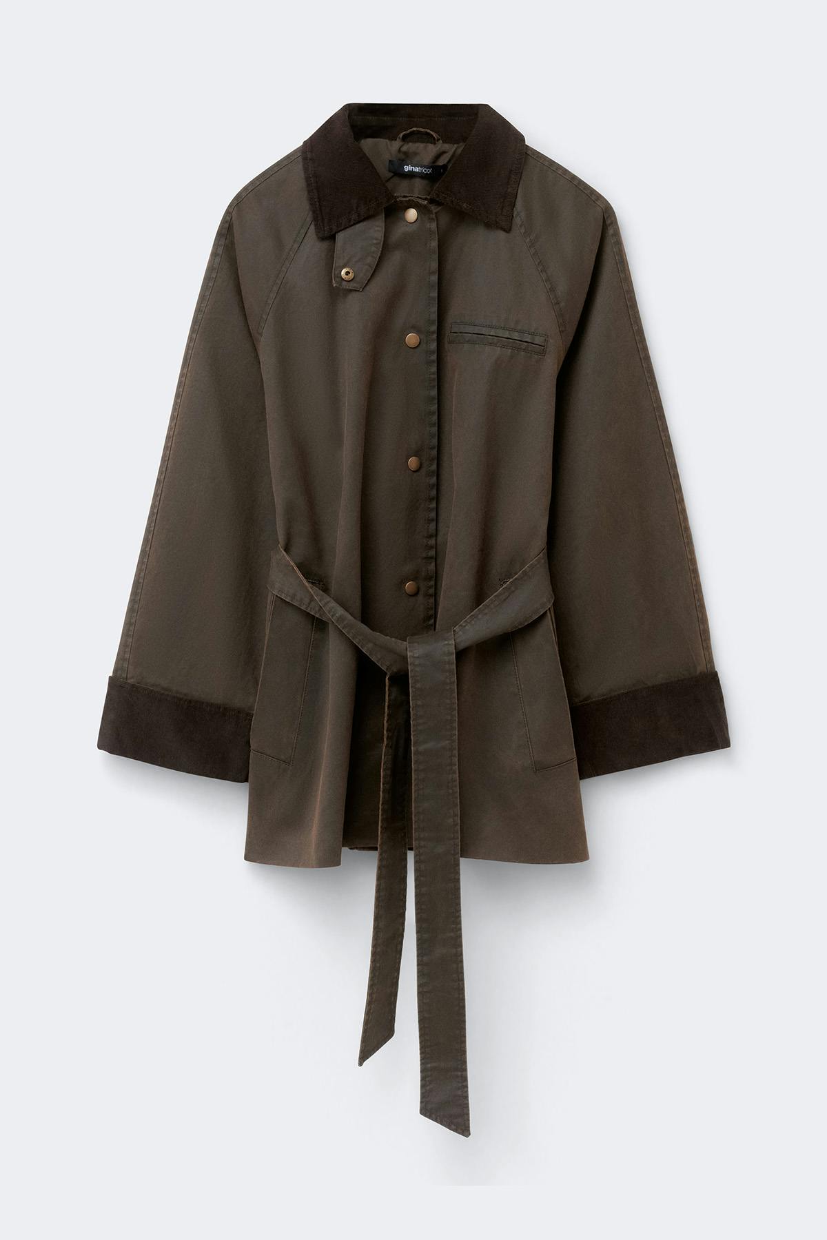 Waxed effect belted jacket