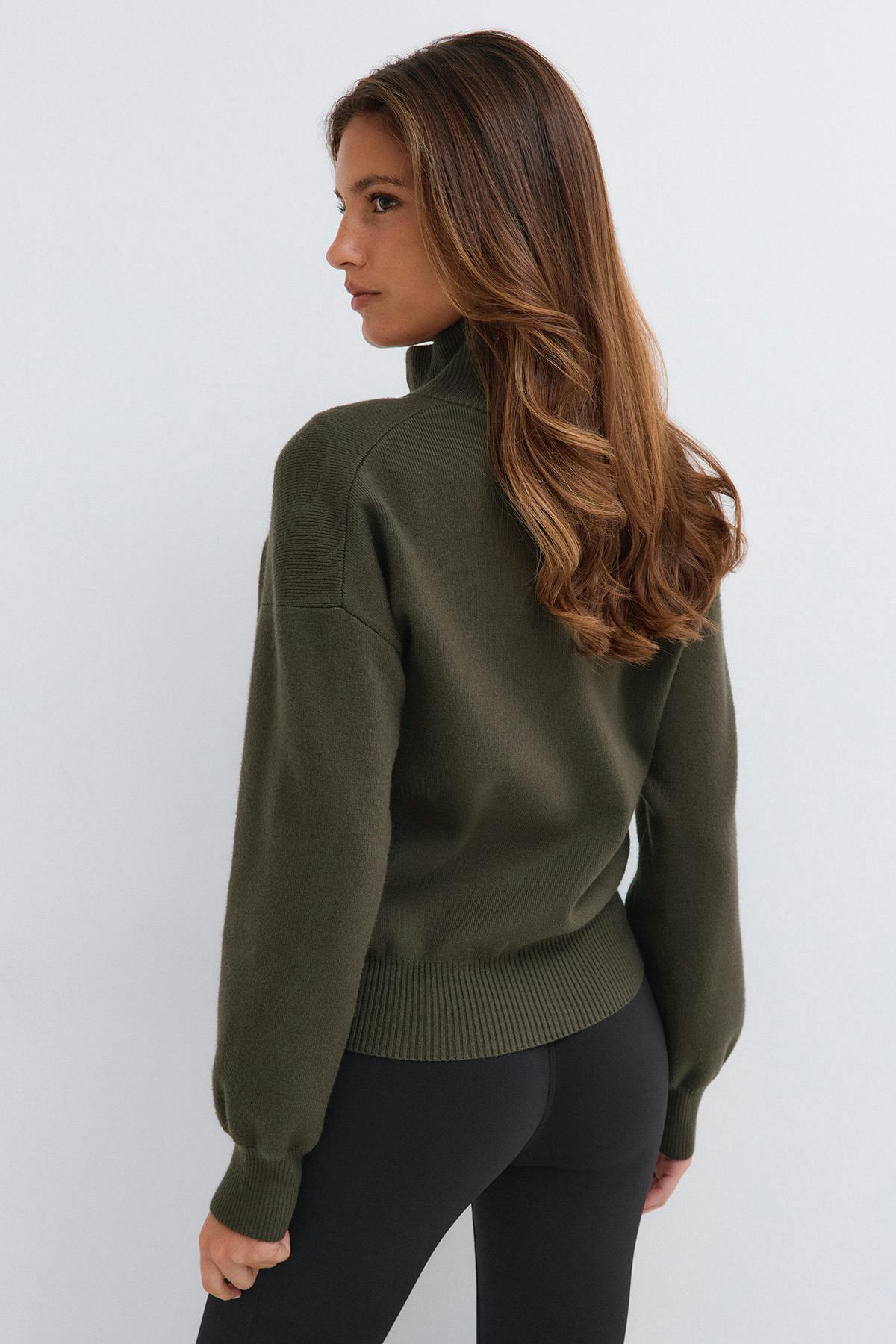 Knitted zip bomber cardigan