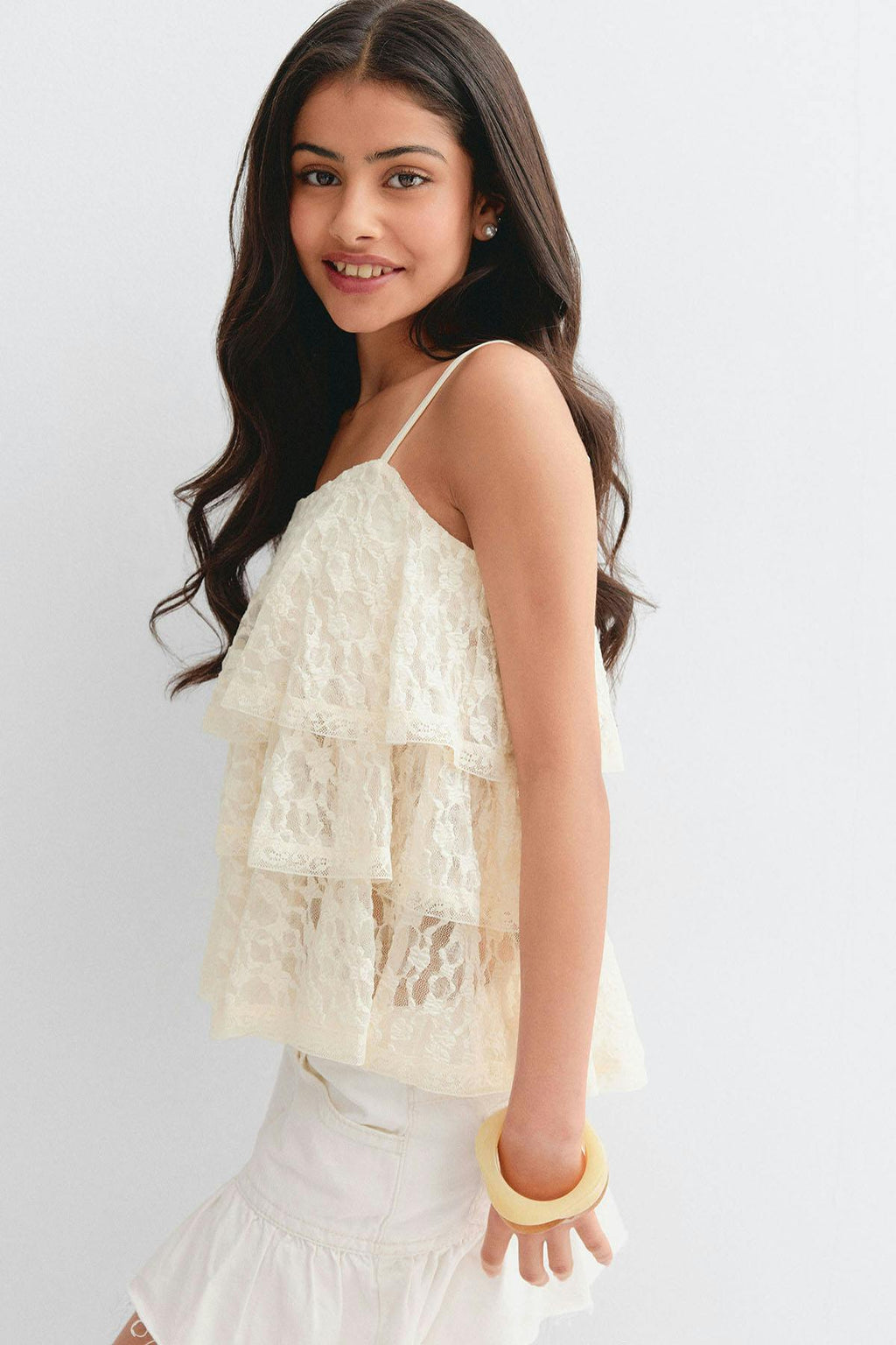 Y frill lace singlet