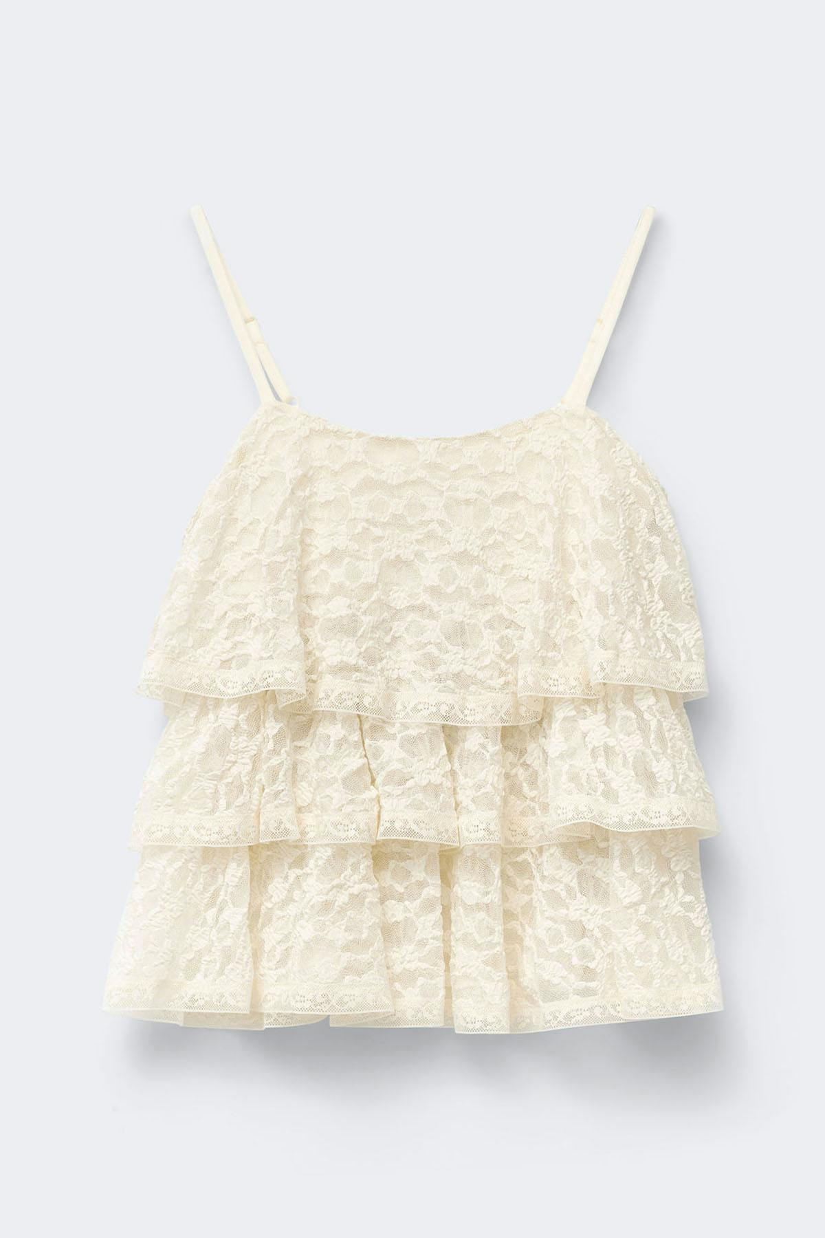 Y frill lace singlet