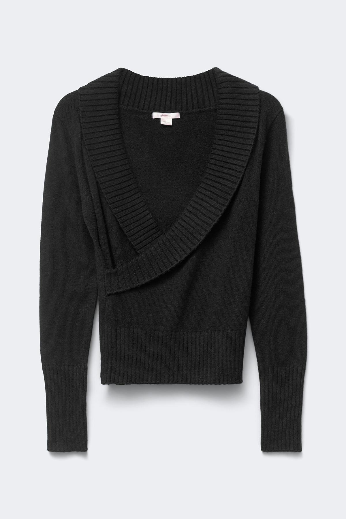 Y knitted wrap sweater