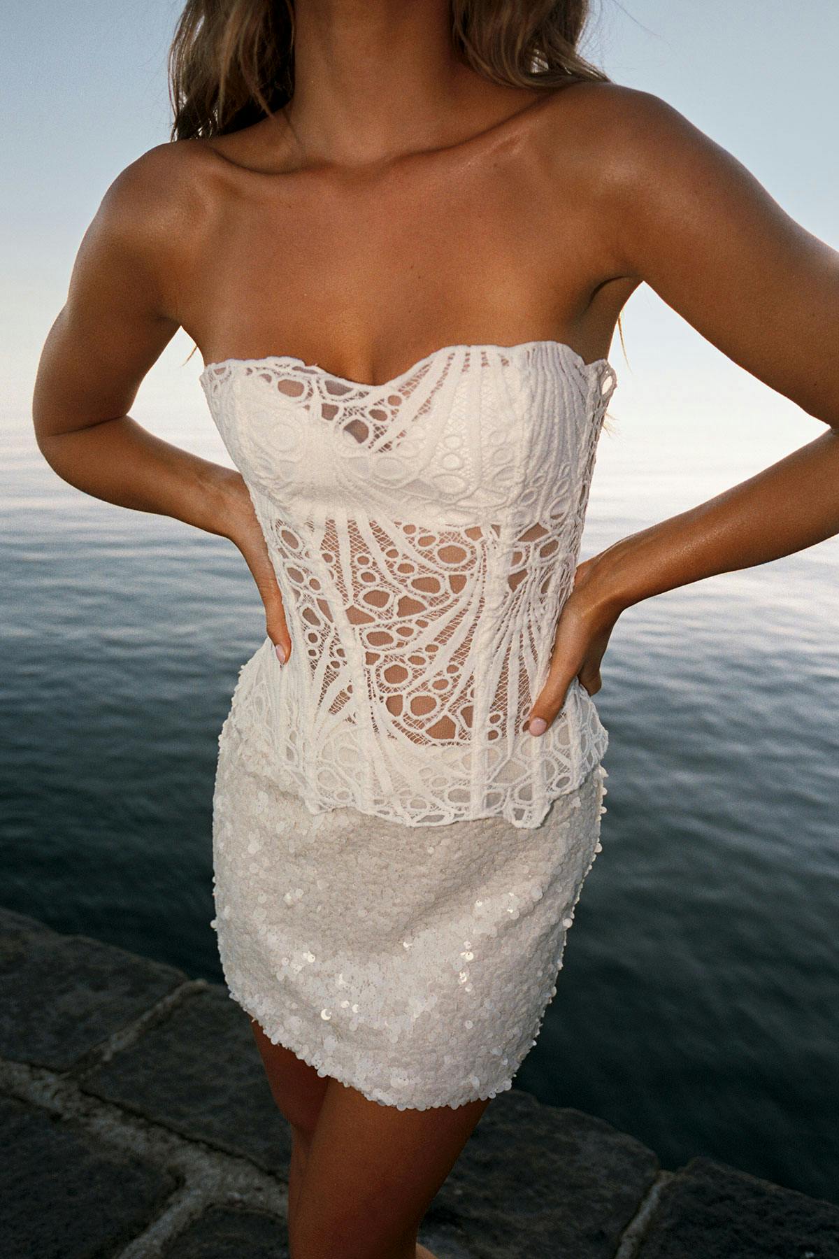 Embroidered corset top