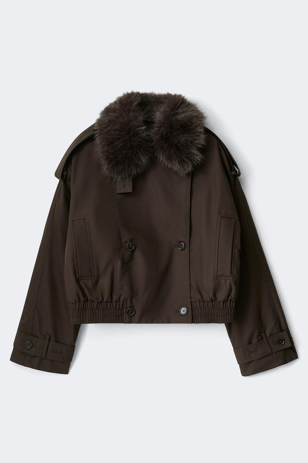 Short faux fur collar jacket