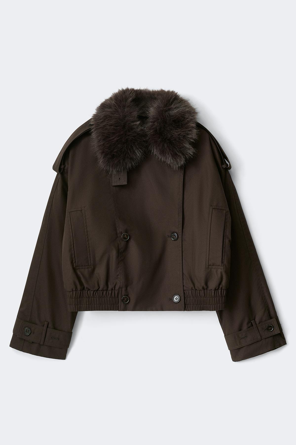 Short faux fur collar jacket