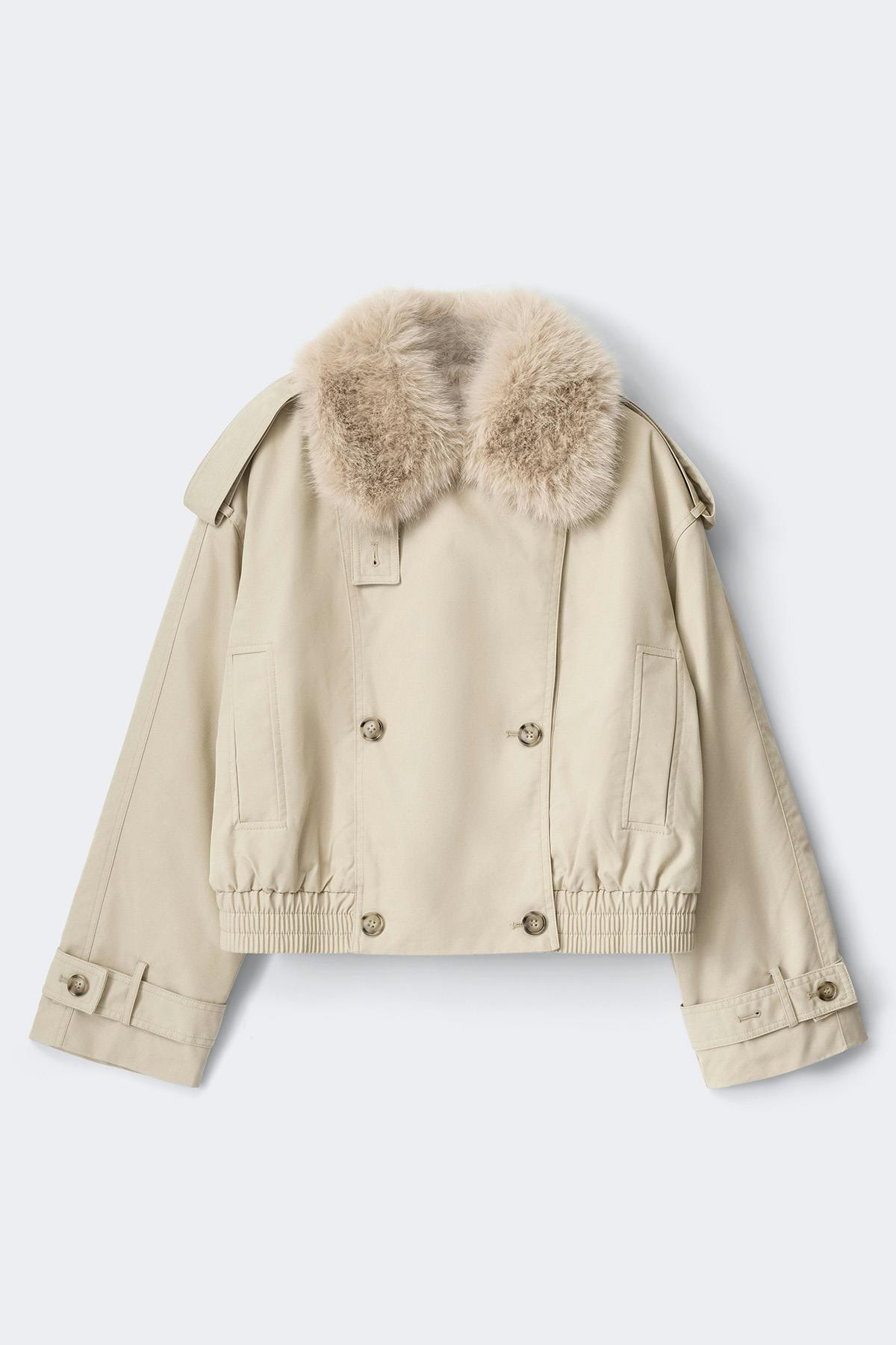 Short faux fur collar jacket