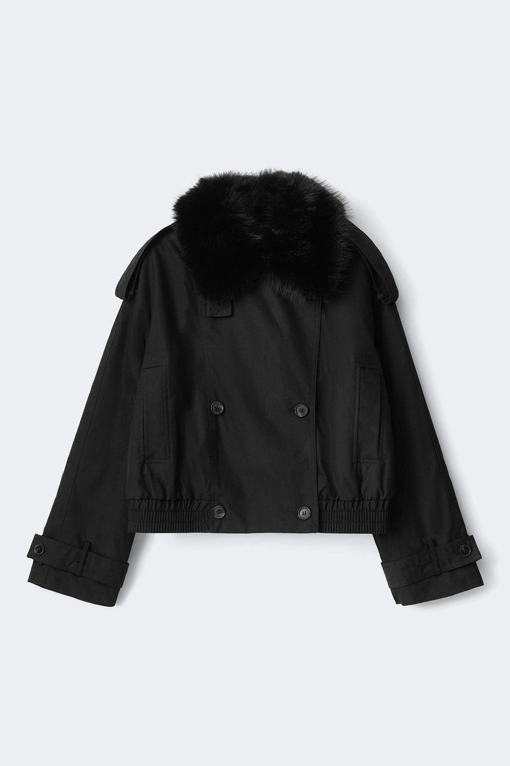 Short faux fur collar jacket