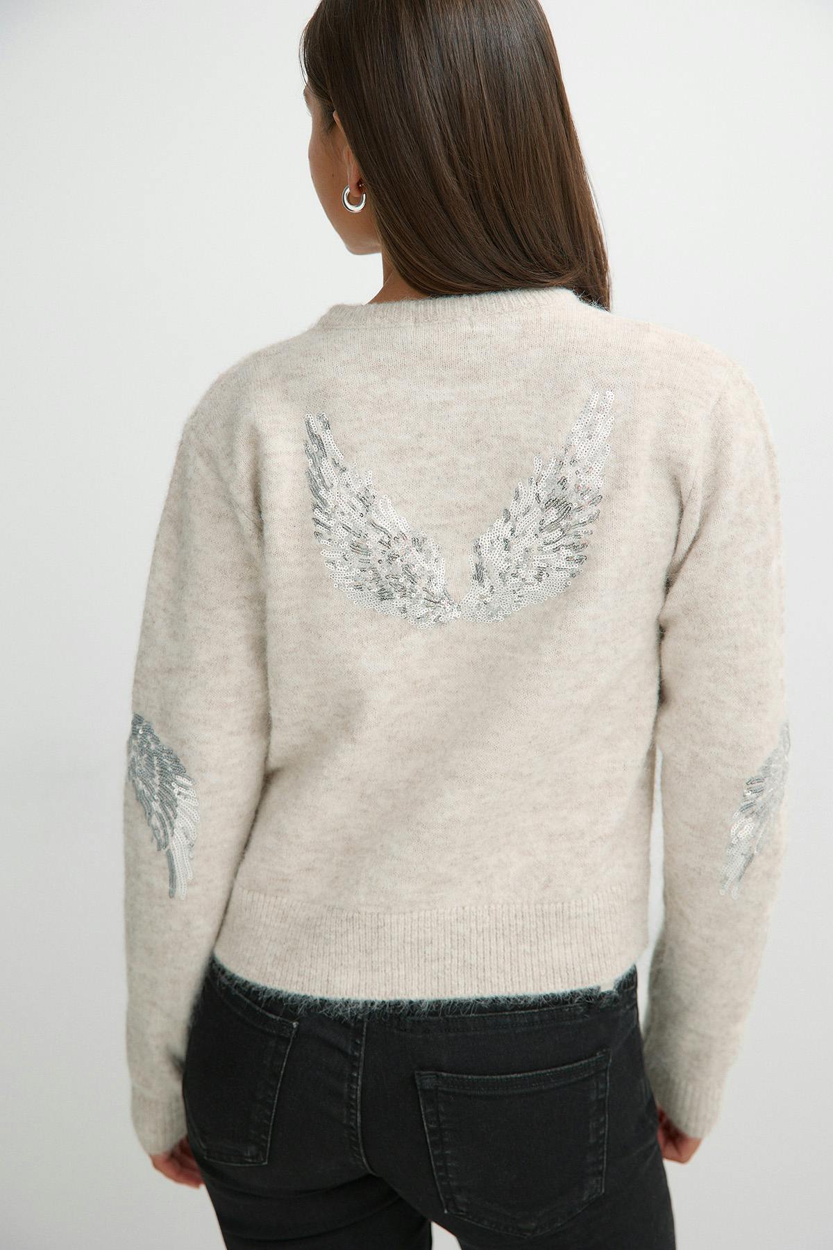 Y knitted sequin cardigan