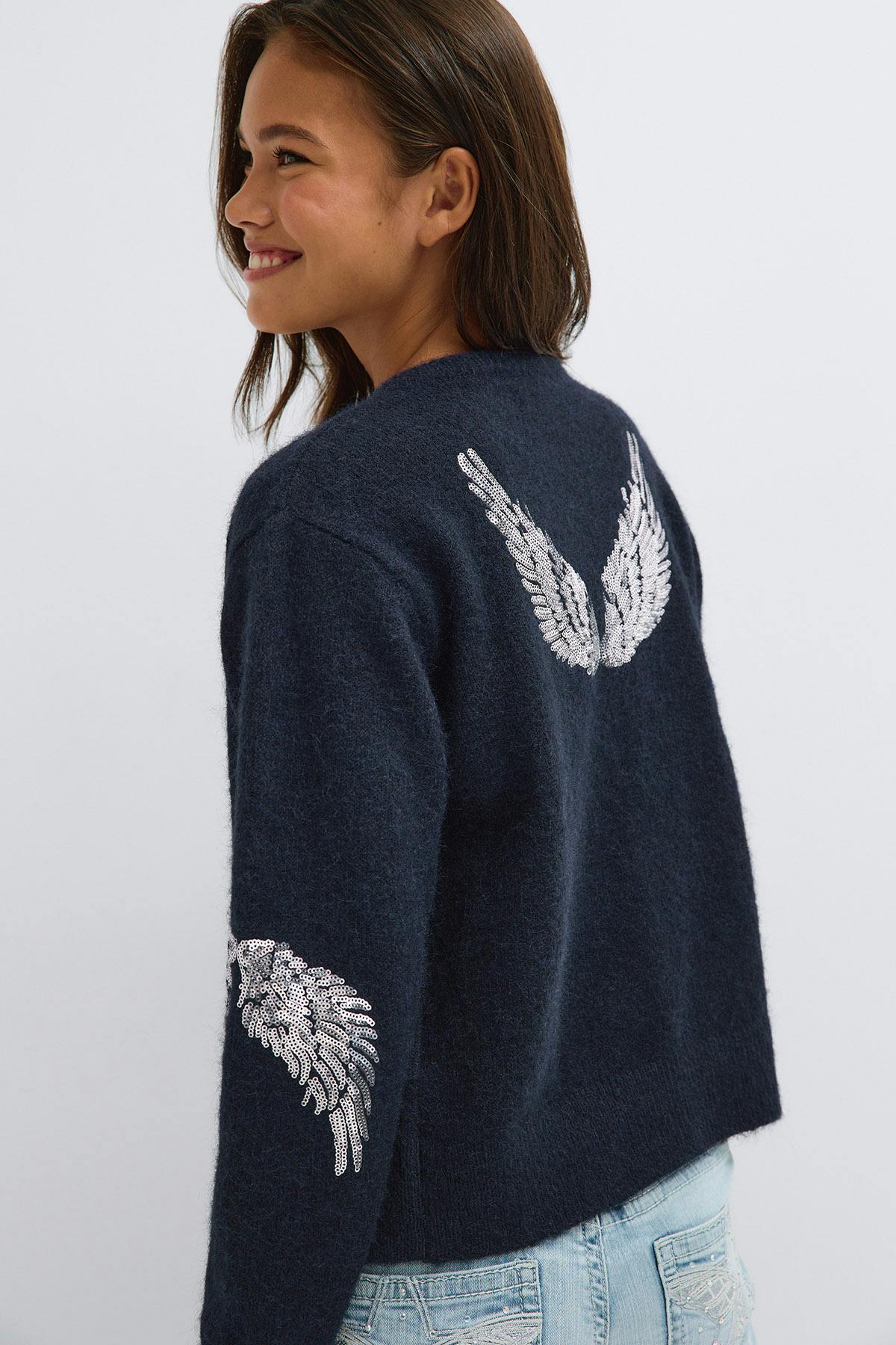 Y knitted sequin cardigan