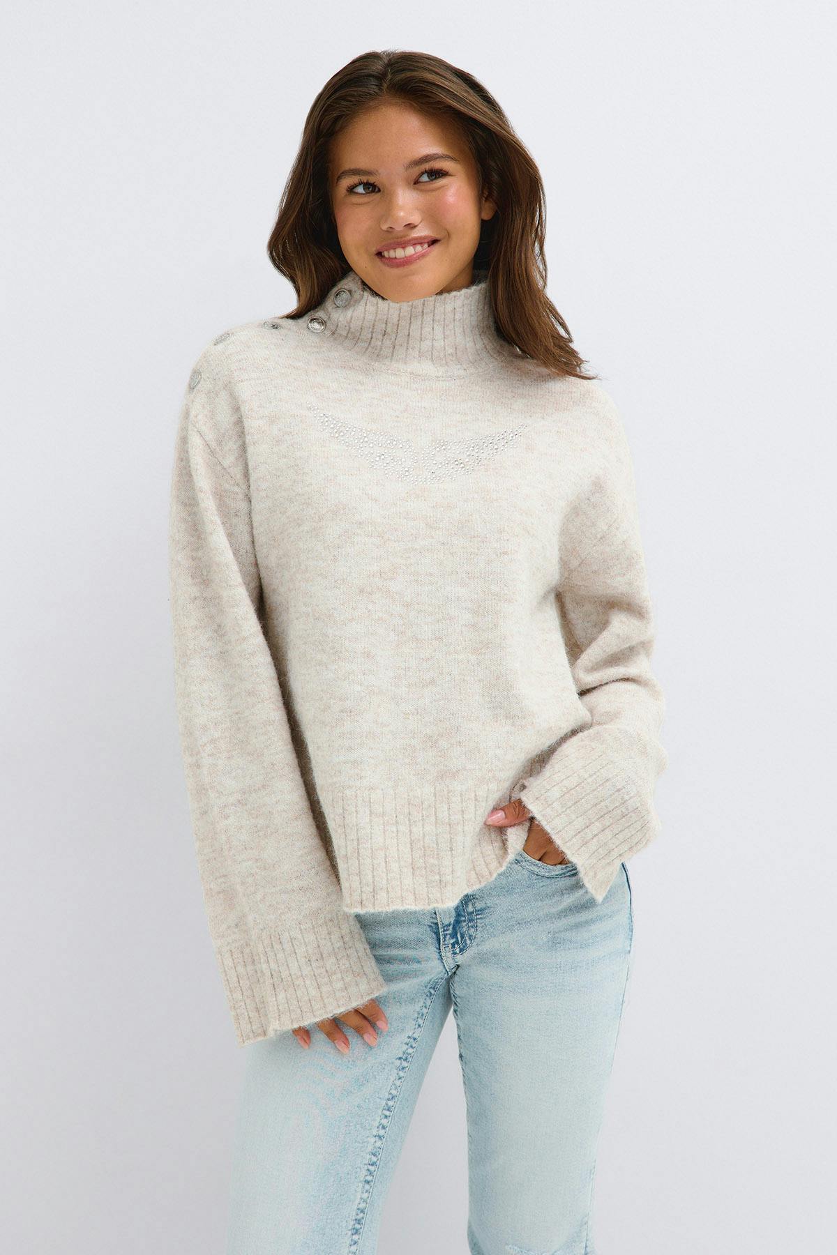 Y knitted polo sweater
