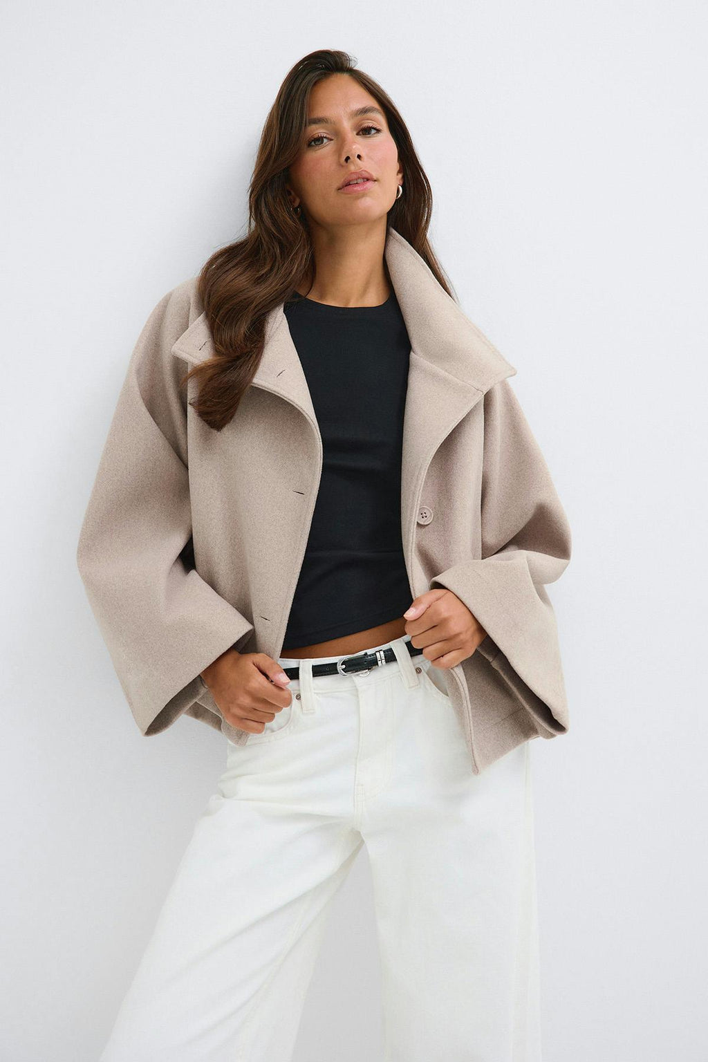 Wide sleeve felt jacket