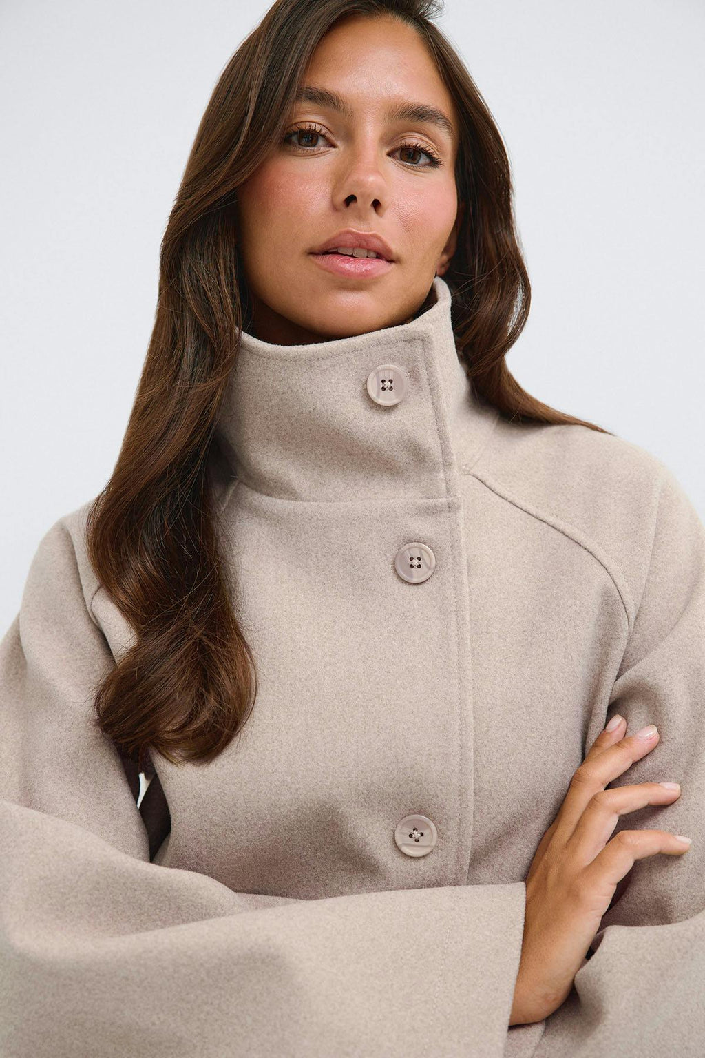 Wide sleeve felt jacket