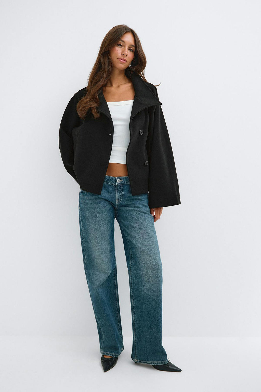 Wide sleeve felt jacket