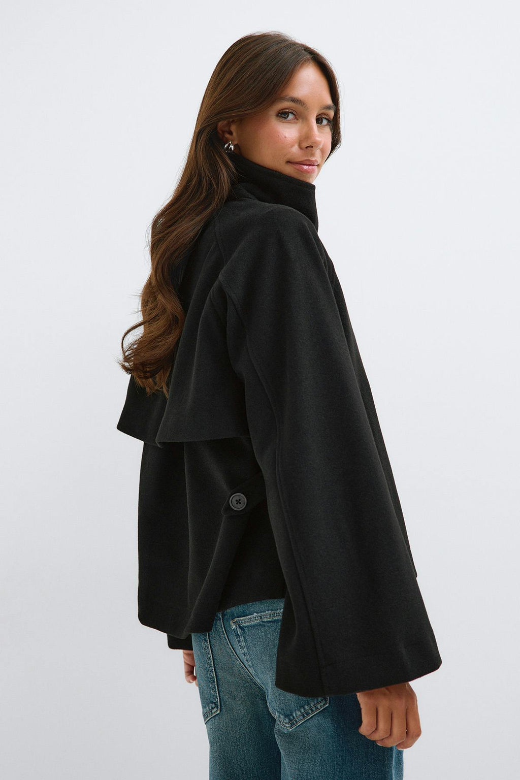 Wide sleeve felt jacket