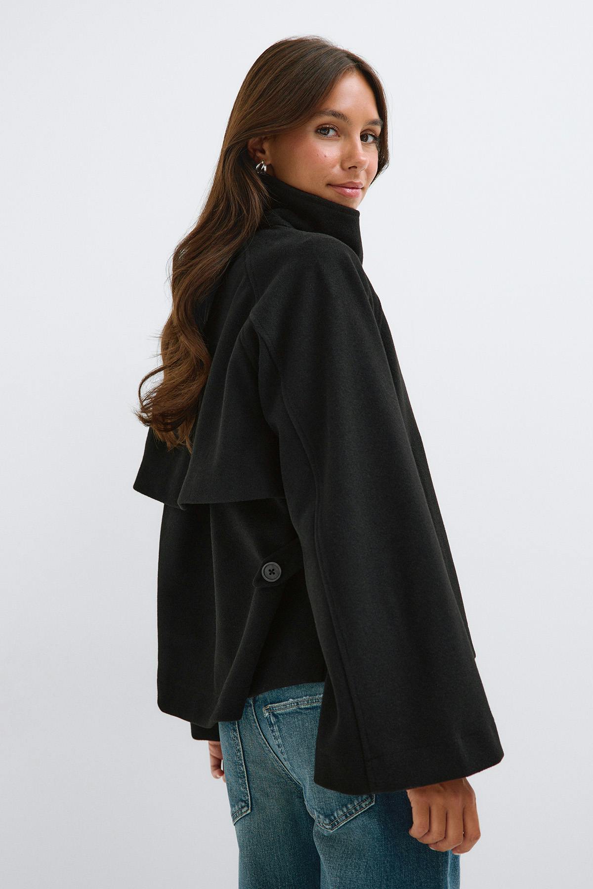 Wide sleeve felt jacket