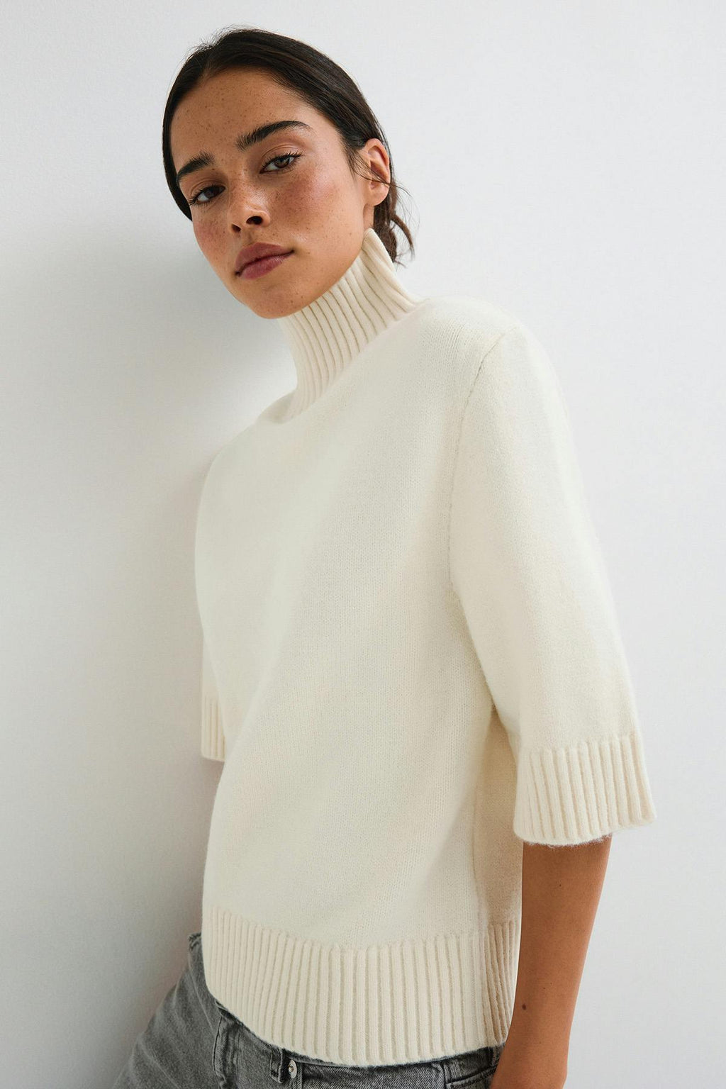 Short sleeve knitted polo top