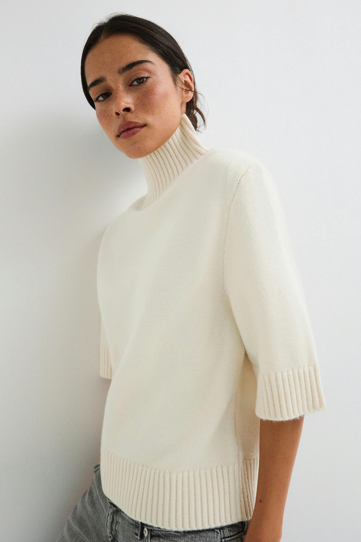 Short sleeve knitted polo top