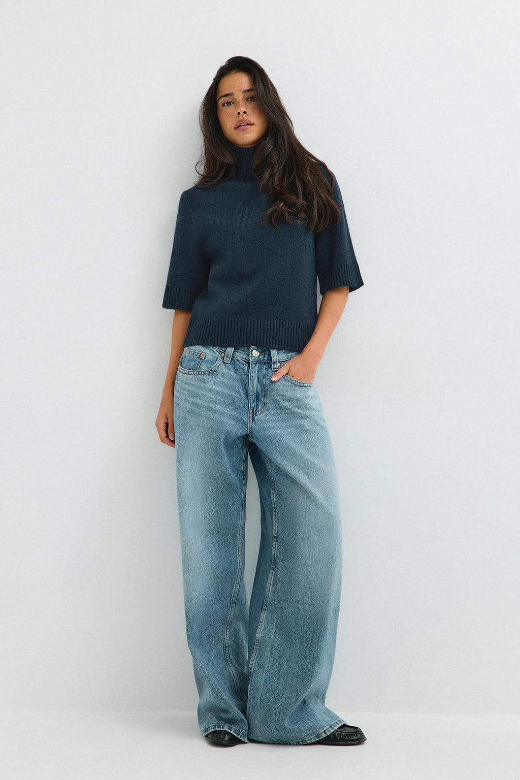 Short sleeve knitted polo top