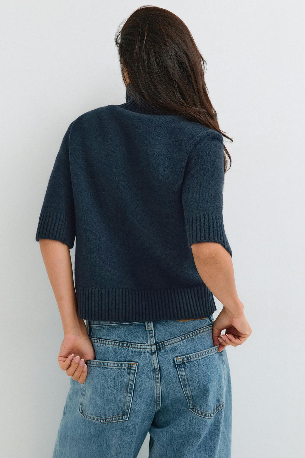 Short sleeve knitted polo top