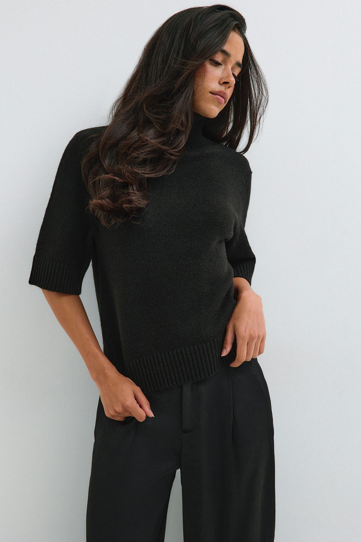 Short sleeve knitted polo top
