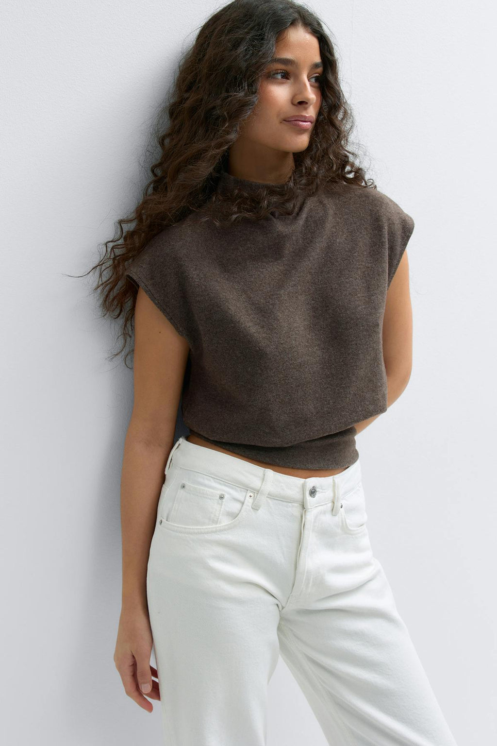 Soft funnel neck top