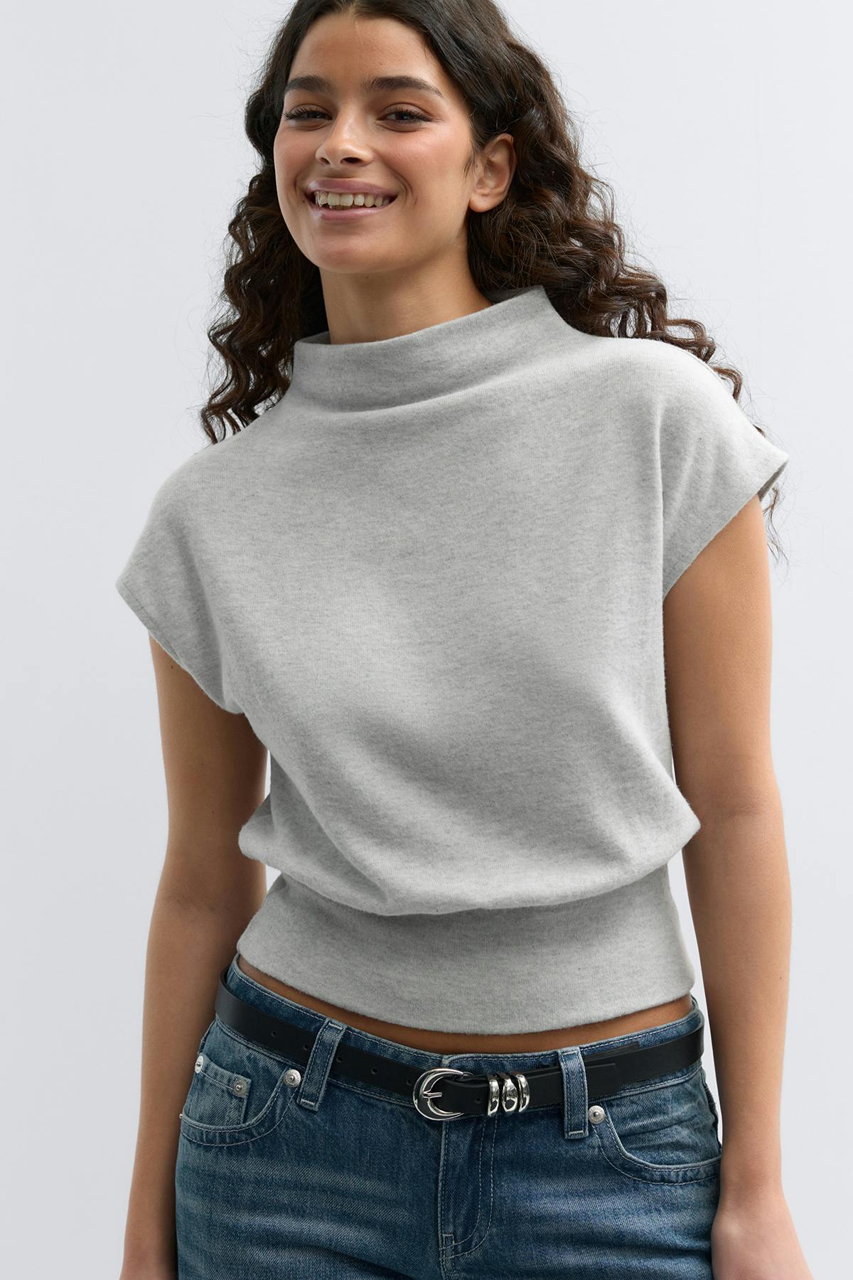 Soft funnel neck top